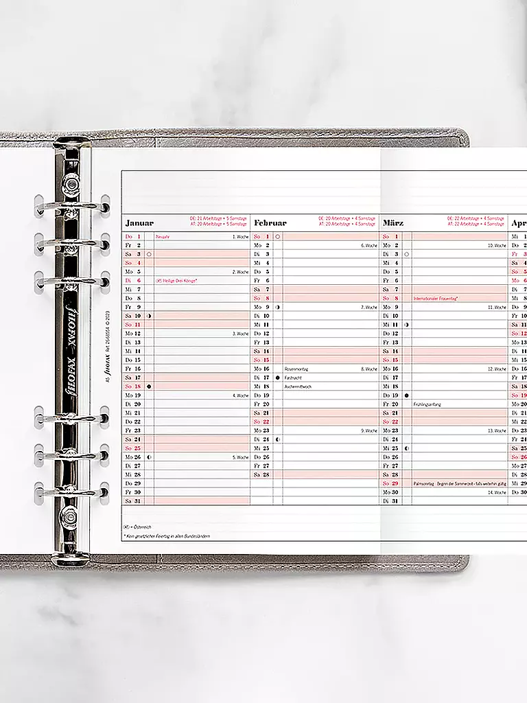 FILOFAX | Kalendereinlage Jahresplaner deutsch A5 2026 | weiss