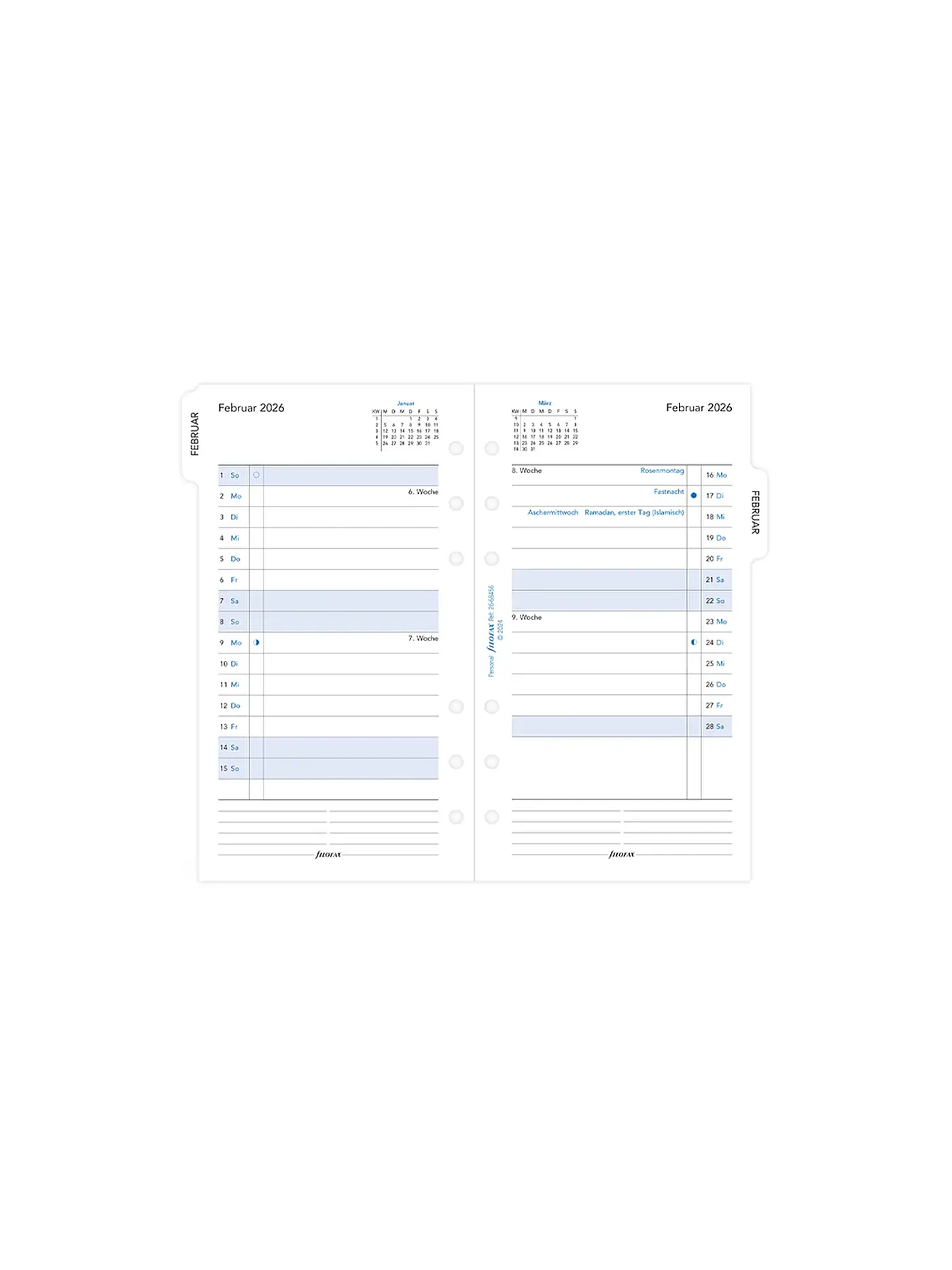 FILOFAX | Kalendereinlage Monat Deutsch Personal 2026 | weiss
