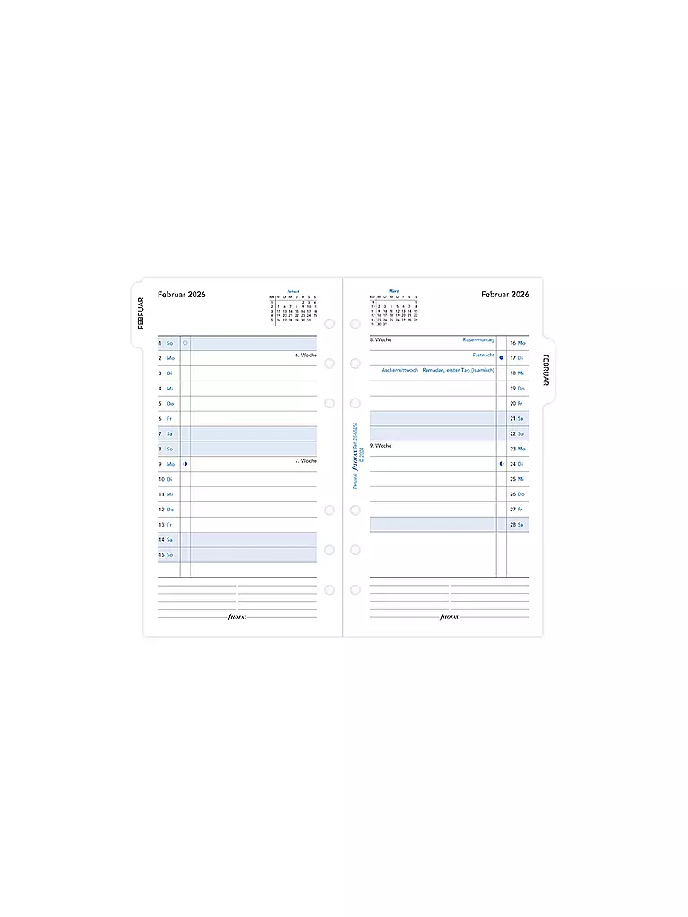 FILOFAX | Kalendereinlage Monat Deutsch Personal 2026 | weiss