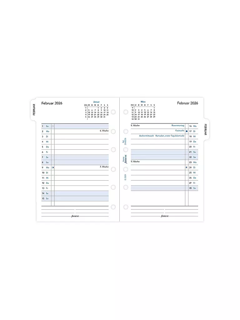FILOFAX | Kalendereinlage Pocket 2026 Monat Deutsch | weiss