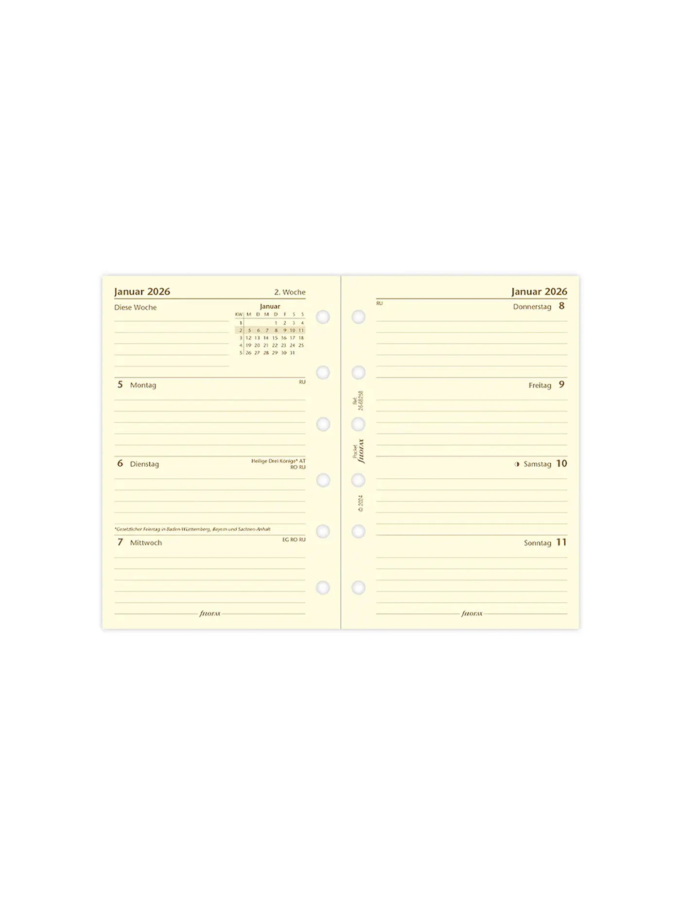 FILOFAX | Kalendereinlage Pocket Woche 2026 Deutsch | weiss
