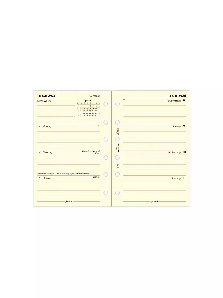 FILOFAX | Kalendereinlage Pocket Woche 2026 Deutsch | weiss