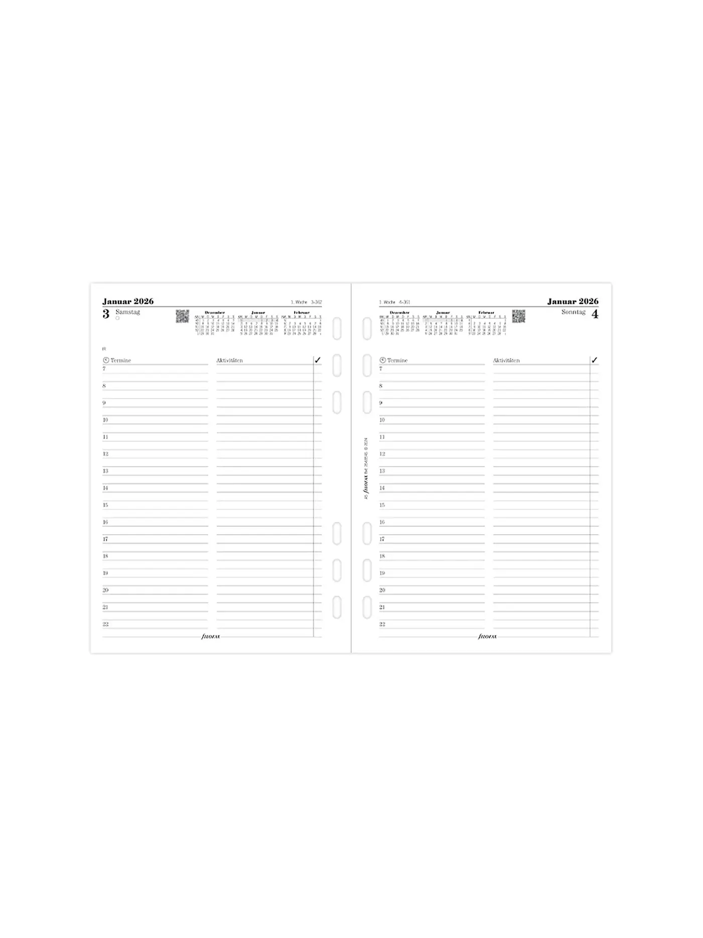 FILOFAX | Kalendereinlage Tag deutsch A5 Multifit 2026 | weiss