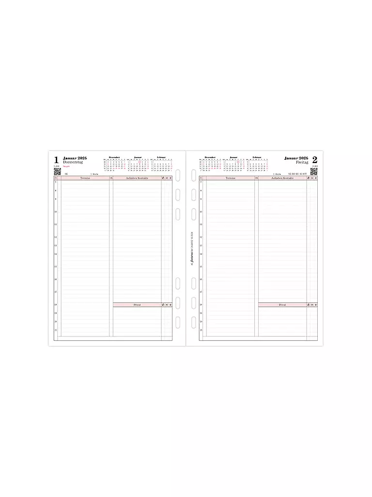 FILOFAX | Kalendereinlage Tag Professional deutsch A5 2026 | weiss