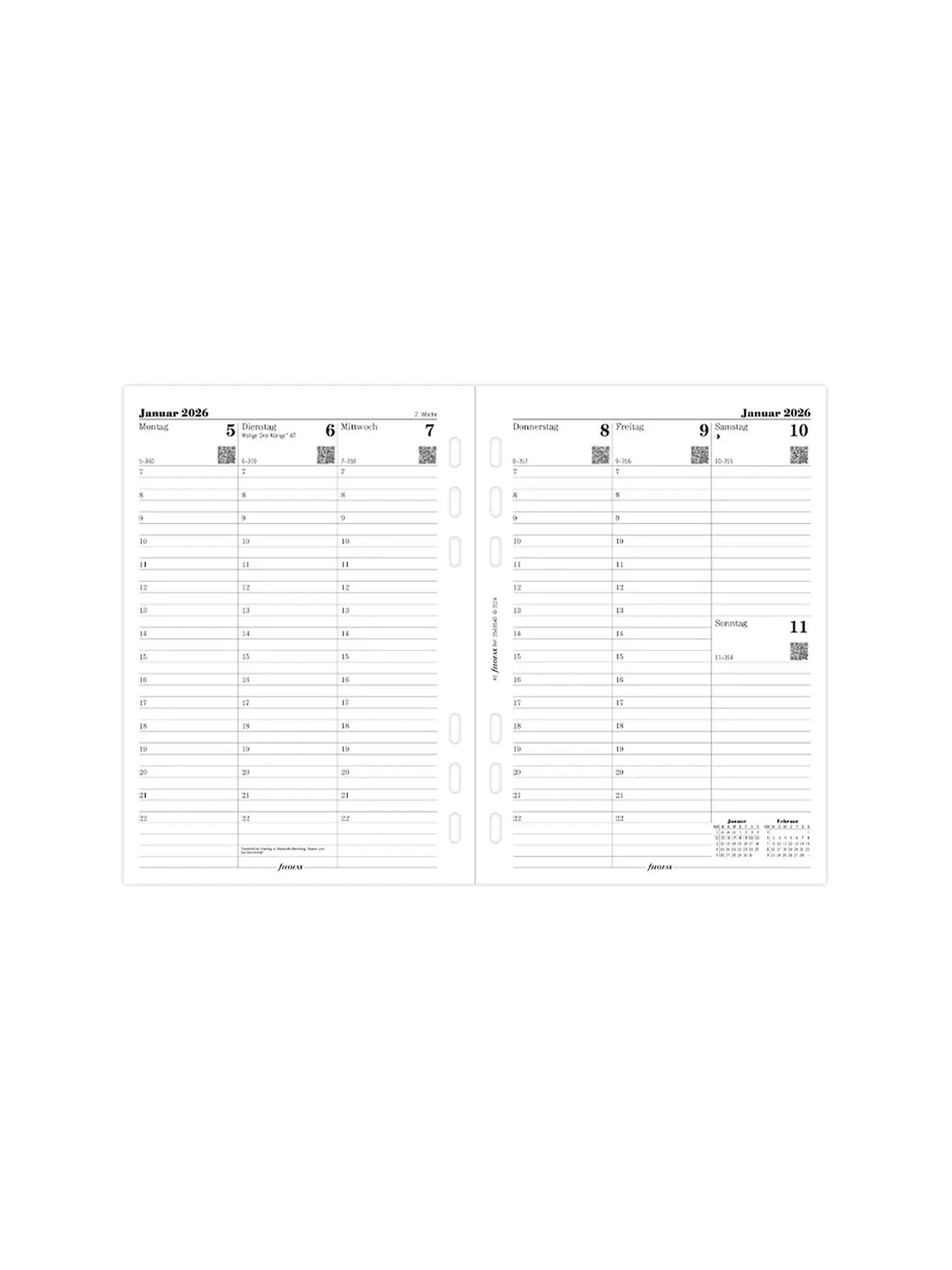 FILOFAX | Kalendereinlage Woche deutsch A5 Multifit 2026 | weiss