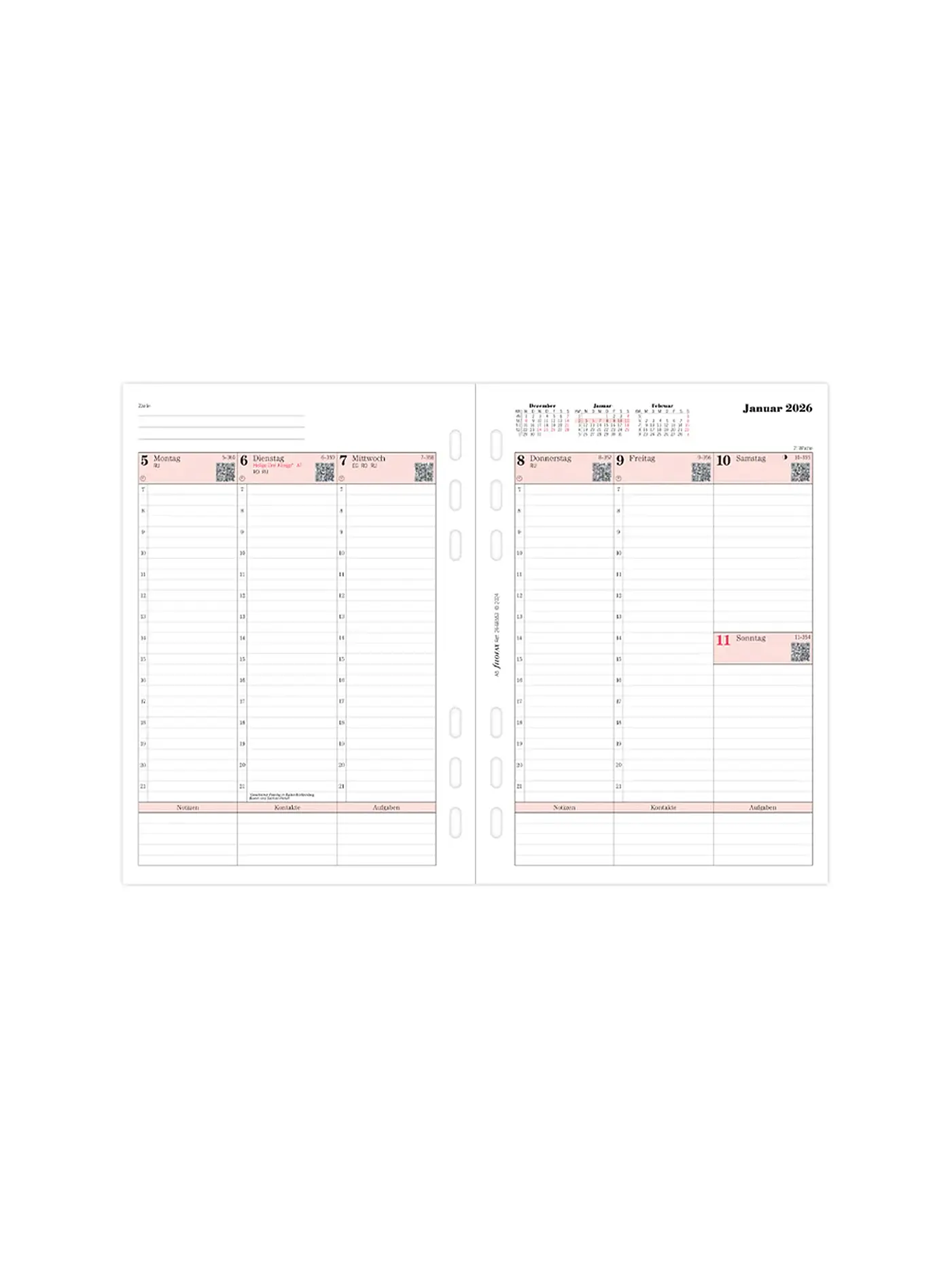 FILOFAX | Kalendereinlage Woche Professional deutsch A5 2026 | weiss