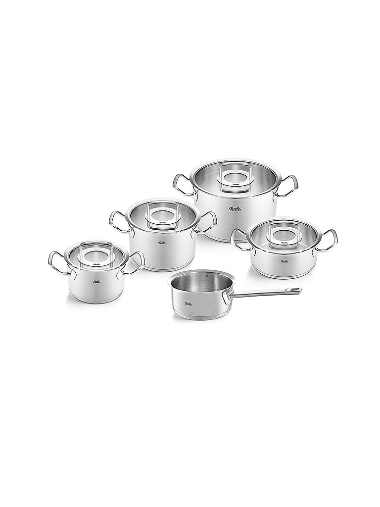 Fissler Original-Profi Collection/Edelstahl-Kochtopfset, 5-teilig, Töpfe mit Glas-Deckel (3 Kochtöpfe,1 Bratentopf 1 Stielkasserolle-deckellos) - Induktion