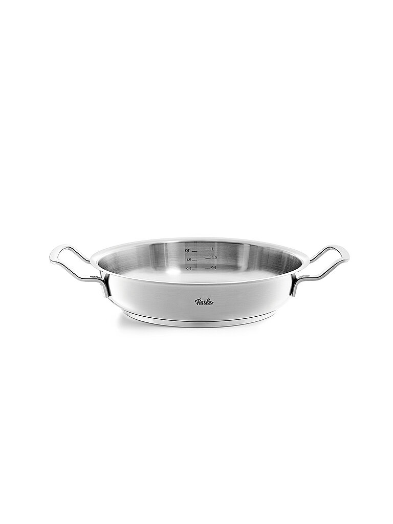 Servierpfanne FISSLER ORIGINAL-PROFI COLLECTION Bräter mit Deckel Pfannen Gr Ø 24 cm silberfarben Servierpfannen mit breitem Schüttrand Kaltmetallgriffen Made in Germany