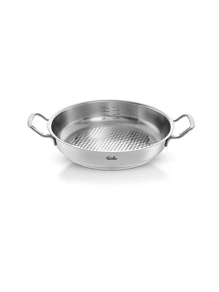 Servierpfanne FISSLER ORIGINAL-PROFI COLLECTION (ohne Deckel) Pfannen Gr Ø 28 cm silberfarben Servierpfannen mit breitem Schüttrand Kaltmetallgriffen Made in Germany Induktion
