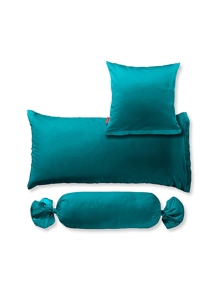 FLEURESSE Satin Kissenbezug Royal Uni 2x 40x40cm Petrol petrol