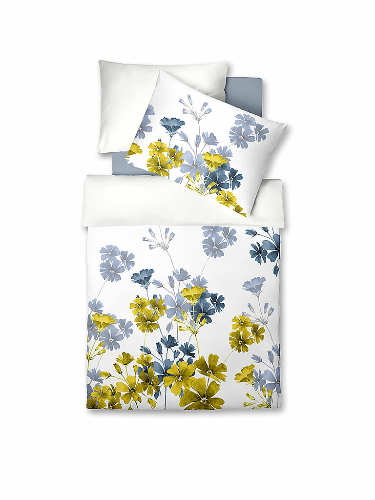 FLEURESSE Satin-Bettwäsche Flower Art 70x90cm/140x200cm  blau