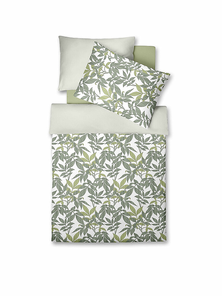 FLEURESSE Satin-Bettwäsche Modern Garden 70x90cm/140x200cm  grün
