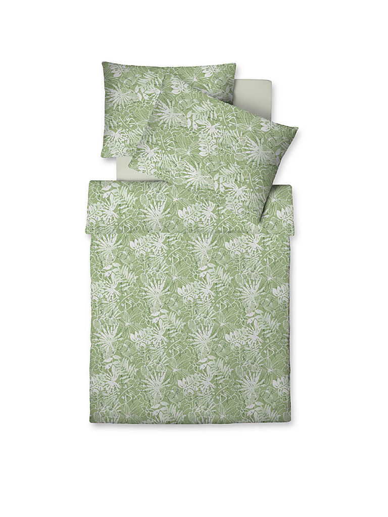 FLEURESSE Satin Bettwäsche Vegan 70x90cm/140x200cm Lindgrün grün