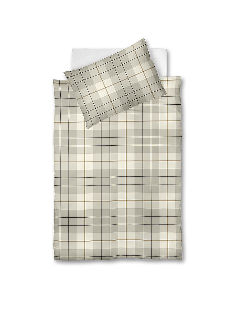 FLEURESSE Flanell Bettwäsche 70x90cm/140x200cm Lech Beige Karo beige