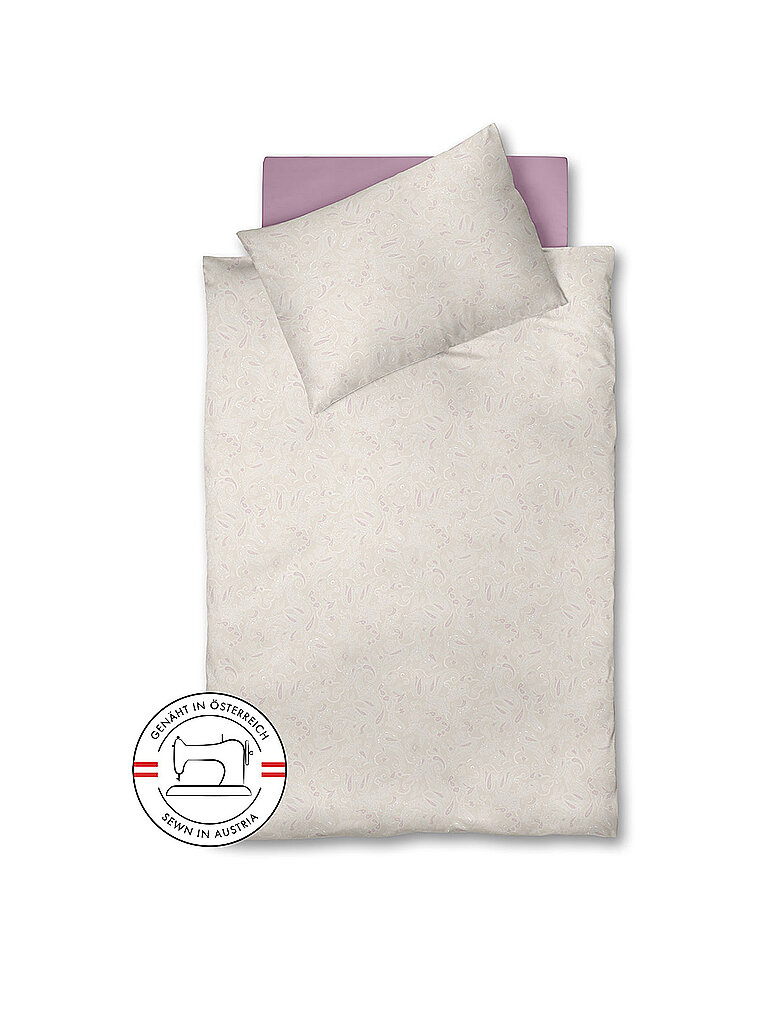 FLEURESSE Satin Bettwäsche Mix & Match 70x90cm / 140x200cm Perlmut/Azalee rosa