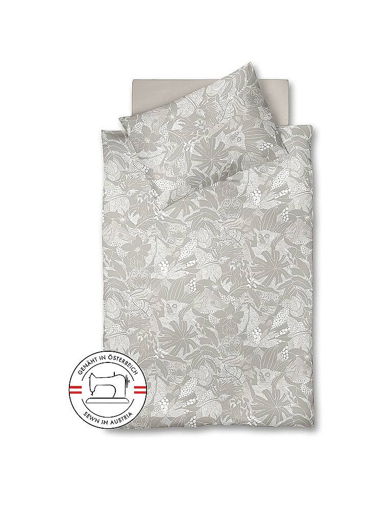 FLEURESSE Satin Bettwäsche Modern Garden 70x90cm / 140x200cm Morgengrau silber