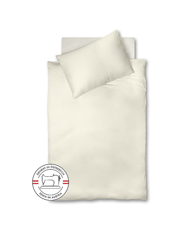 FLEURESSE Parure de lit en satin ROYAL Uni 70x90cm/140x200cm Crème crème