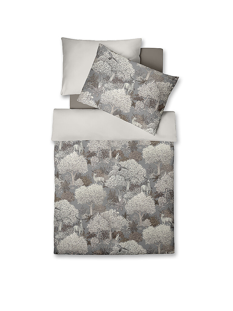 FLEURESSE Satin Bettwäsche 70x90cm/140x200cm BED ART Stone grau – FLEURESSE