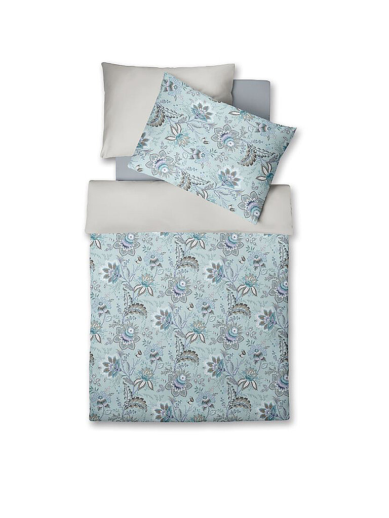 FLEURESSE Satin Bettwäsche MIAMI 70x90cm/140x220cm Powder Blue hellblau – FLEURESSE