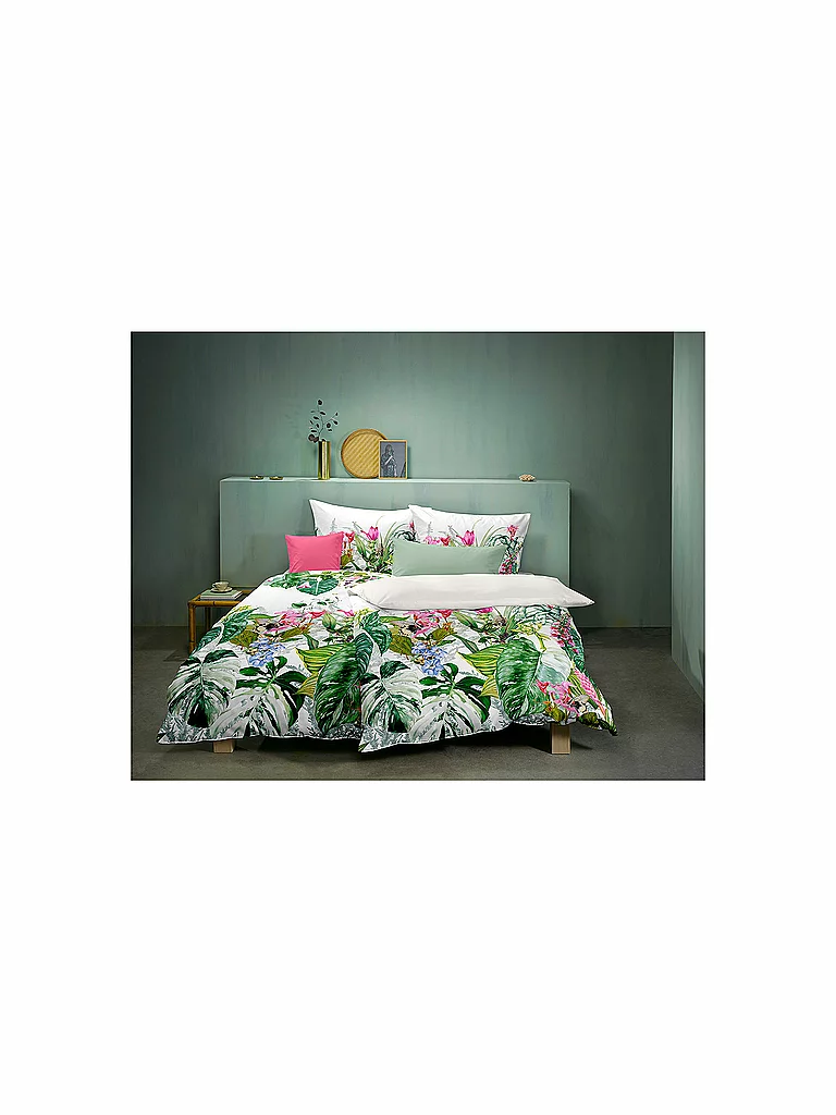 FLEURESSE Linge de lit en satin BED ART 70x90cm/140x200cm Aqua blanc