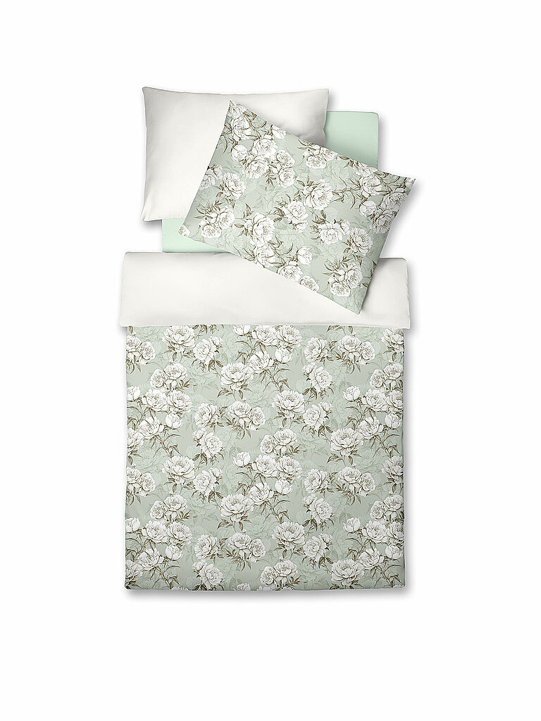 FLEURESSE Satin Bettwäsche BED ART 70x90cm/140x220cm Honeydew hellgrün – FLEURESSE