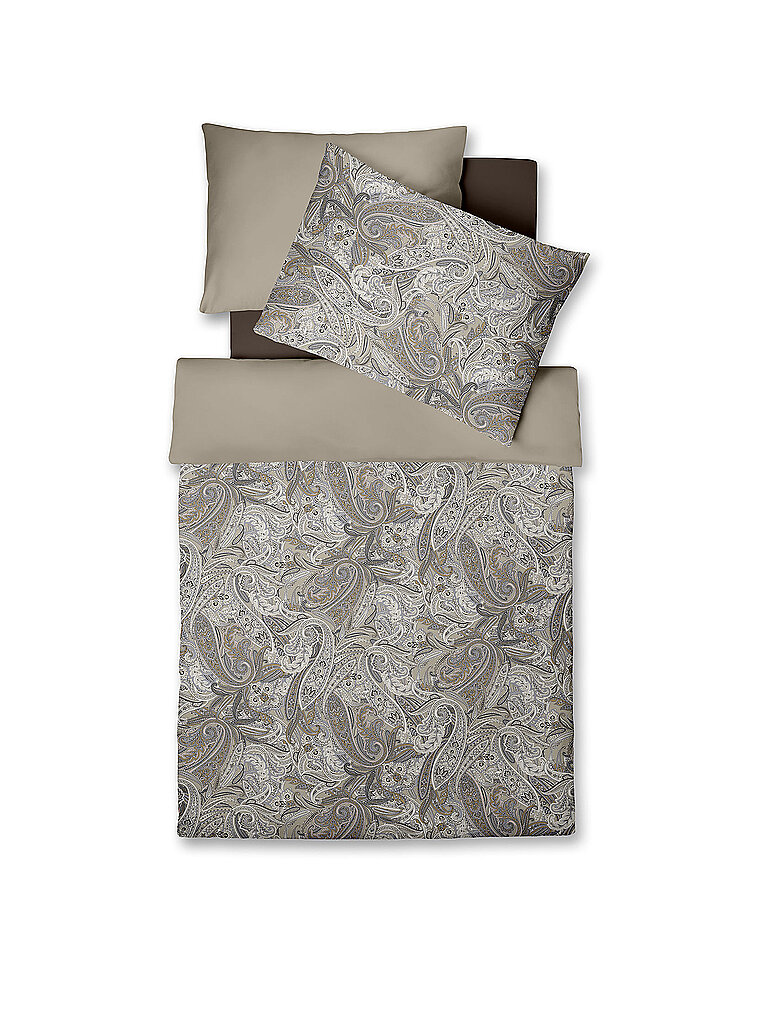 FLEURESSE Satin Bettwäsche 70x90cm/140x200cm STOCKHOLM Taupe grau