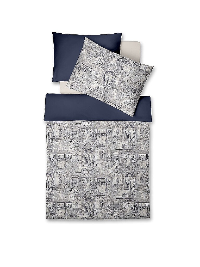 FLEURESSE Satin Bettwäsche 70x90cm/140x200cm BED ART Indigo dunkelblau