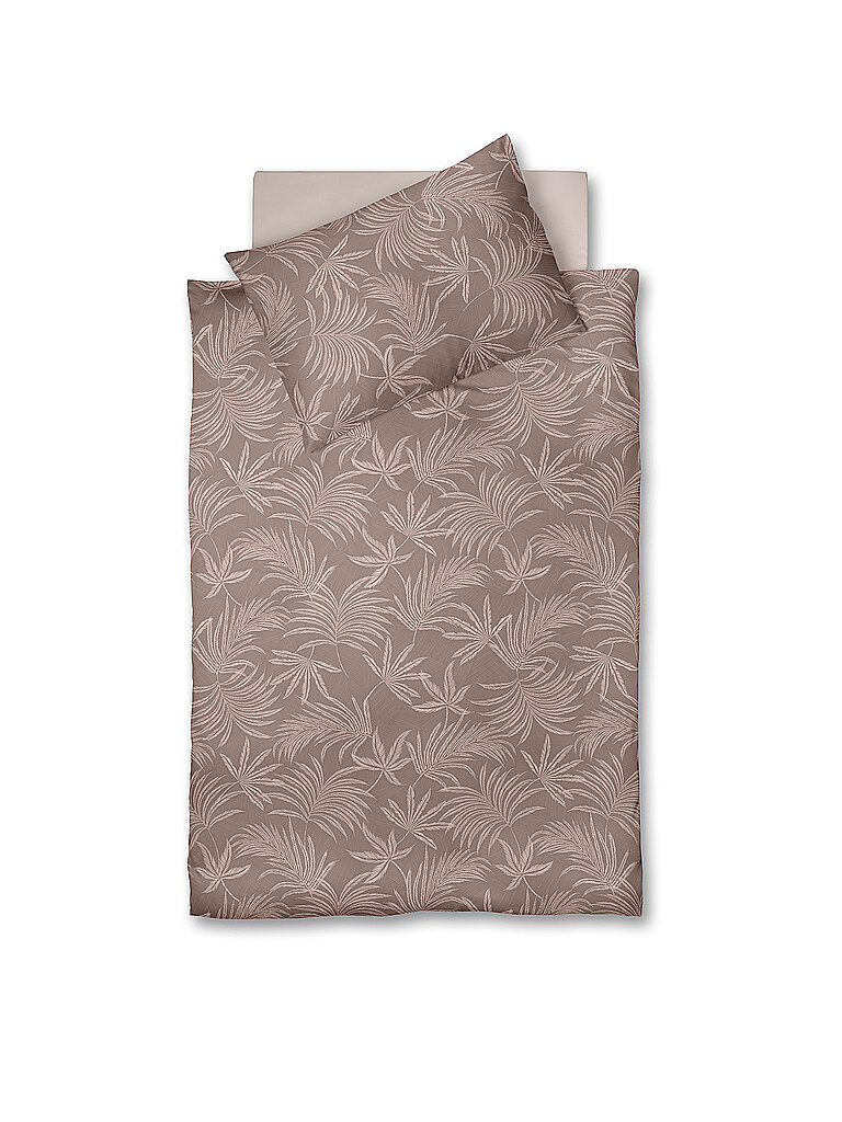 FLEURESSE Satin Bettwäsche 70x90cm/140x200cm MODERN GARDEN B Mokka braun