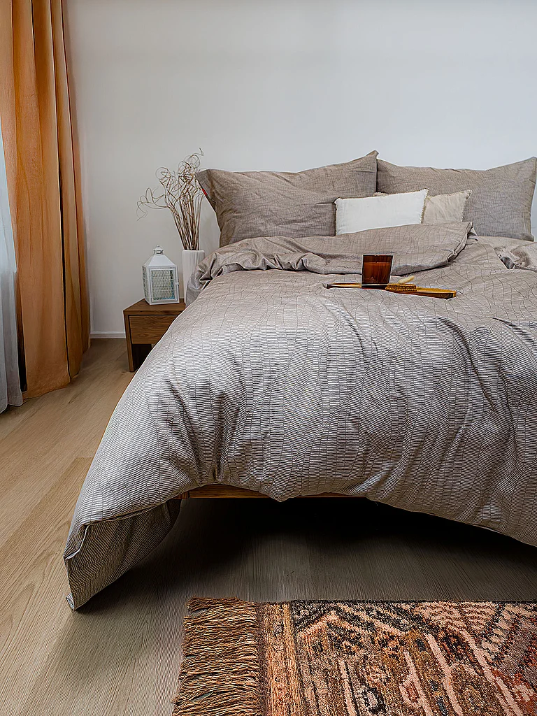 FLEURESSE Parure de lit en satin 70x90cm/140x220cm MODERN LIFE B Sable camel
