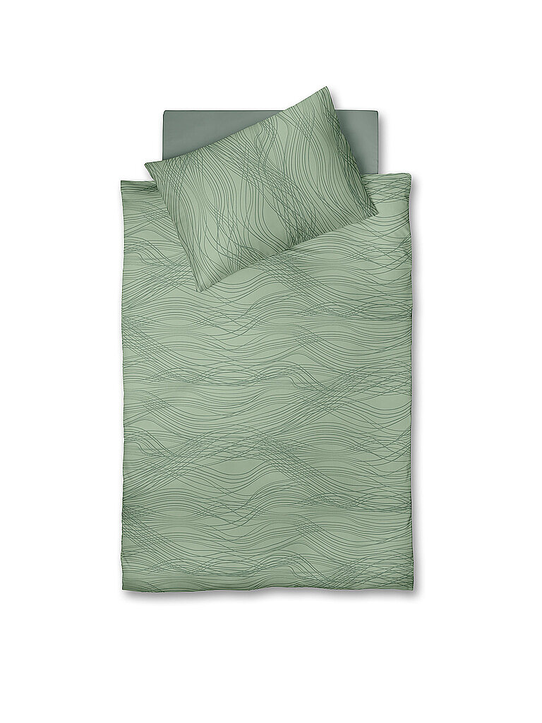 FLEURESSE Ropa de cama de satén MODERN LIFE 70x90cm / 140x220cm Romero verde