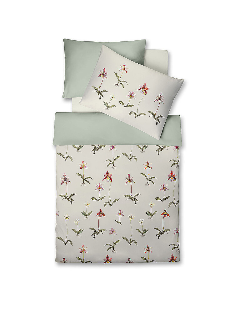 FLEURESSE Satin Bettwäsche BED ART 70x90cm / 140x220cm Sunset Blush hellgrün