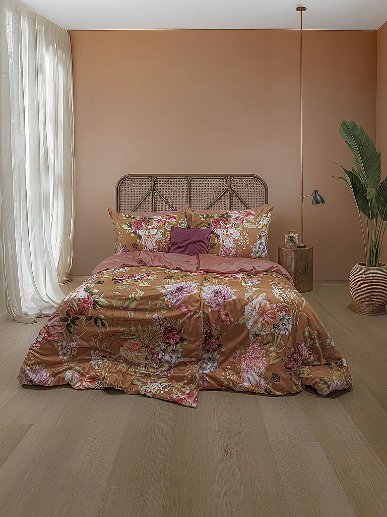 FLEURESSE Parure de lit en satin 70x90cm/140x200cm BED ART Cinamon Spice orange