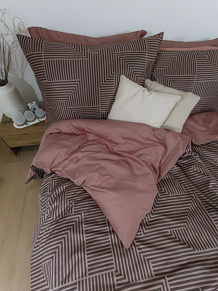 FLEURESSE Parure de lit en satin MODERN CLASSIC B 70x90cm / 140x200cm Rose Elegance rouge foncé
