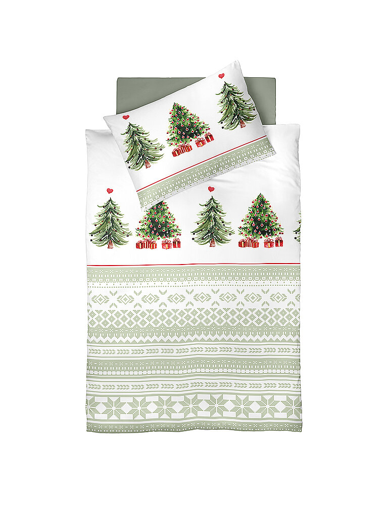 FLEURESSE Flanell Bettwäsche 70x90cm/140x200cm ASPEN Pine bunt