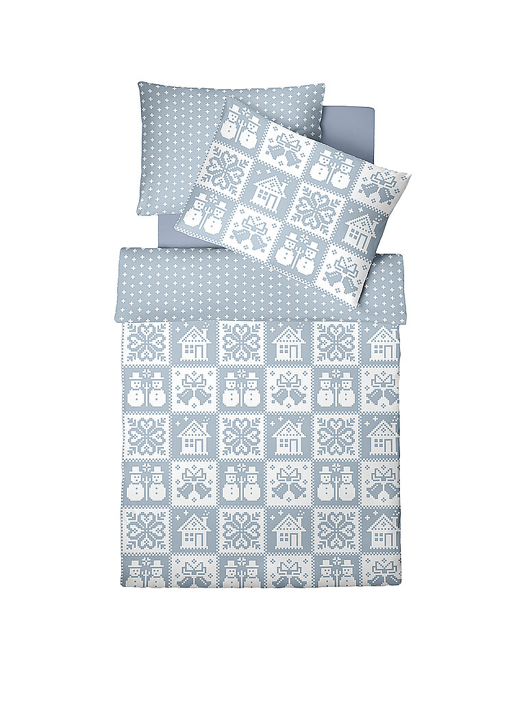 FLEURESSE Flanell Bettwäsche 70x90cm/140x200cm ASPEN Blue hellblau