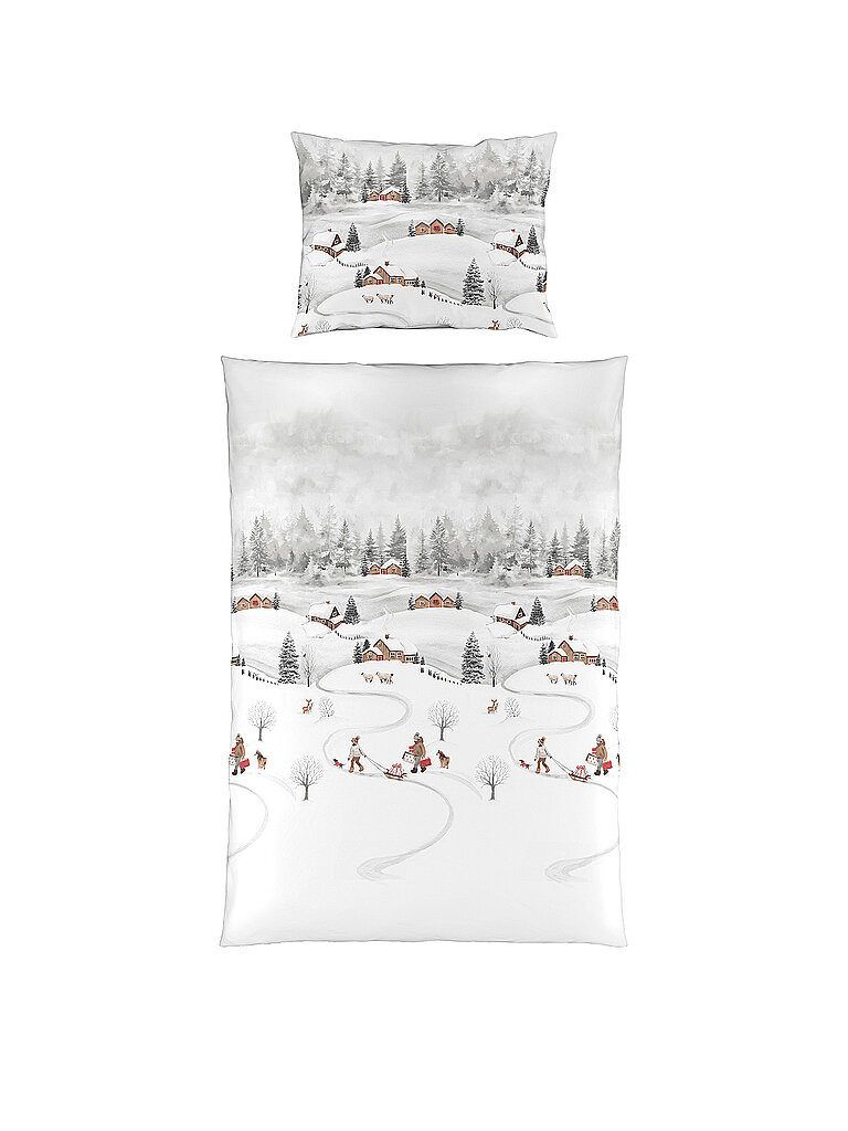 FLEURESSE Flanell Bettwäsche 70x90cm/140x200cm ASPEN White bunt