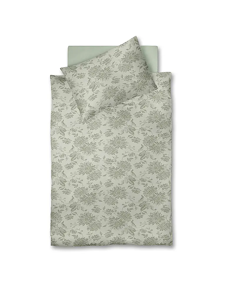 FLEURESSE | Flanell Bettwäsche 70x90cm/140x200cm LECH JACQUARD Pine | hellgrün