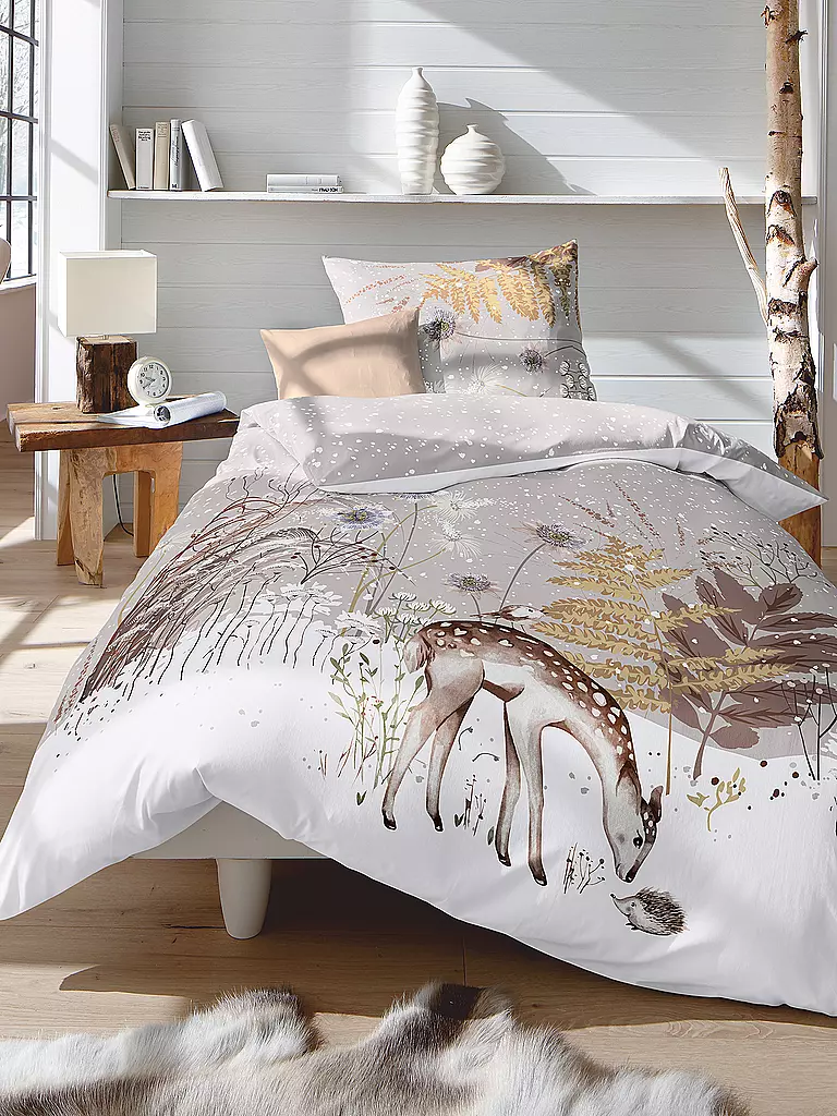 FLEURESSE | Flanell Bettwäsche ASPEN 70x90cm/140x200cm Camel | beige