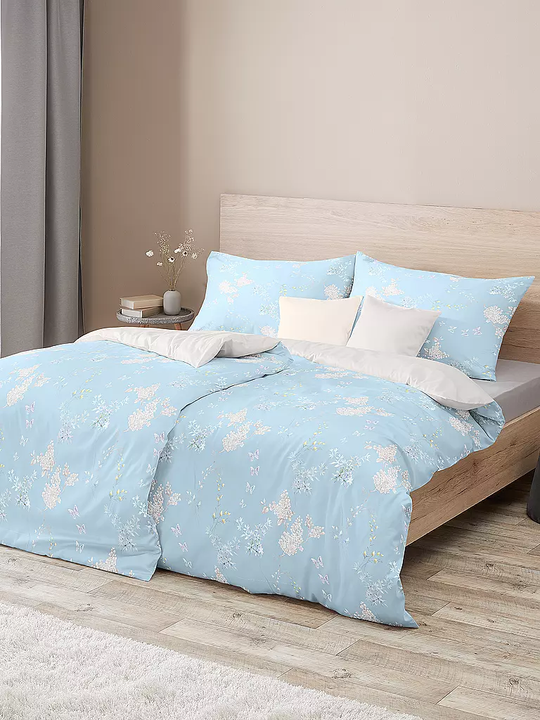 FLEURESSE | Satin Bettwäsche 70x90cm/140x200cm BED ART Himmelblau | hellblau