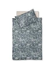 FLEURESSE | Satin Bettwäsche 70x90cm/140x200cm MODERN GARDEN B Urban Blue | dunkelblau