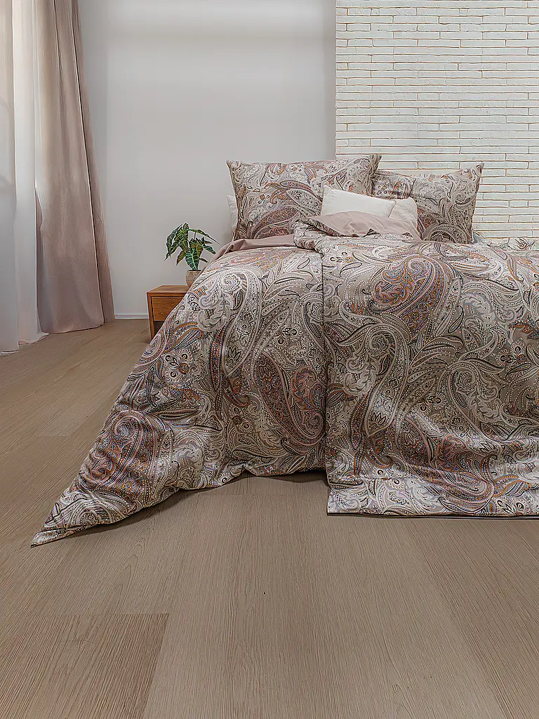 FLEURESSE | Satin Bettwäsche 70x90cm/140x200cm STOCKHOLM Taupe | grau