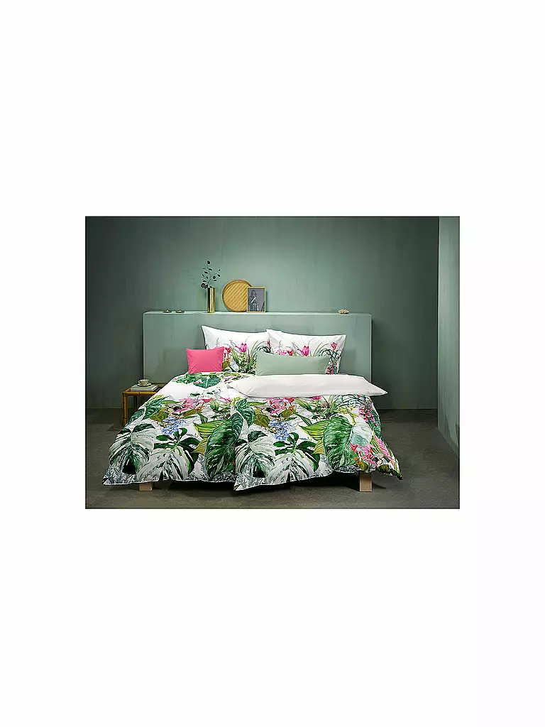 FLEURESSE | Satin Bettwäsche BED ART 70x90cm/140x200cm Aqua  | weiss