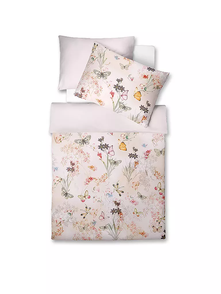 FLEURESSE | Satin Bettwäsche FLOWER ART 70x90cm/140x200cm English Rose | creme