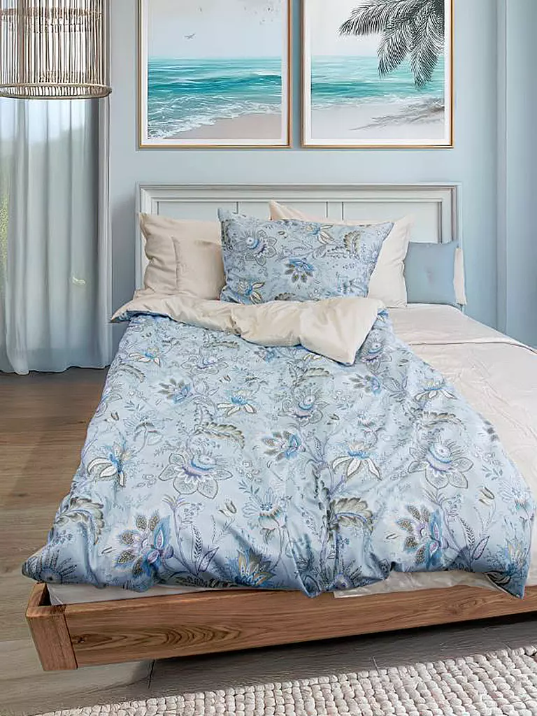 FLEURESSE | Satin Bettwäsche MIAMI 70x90cm/140x220cm  Powder Blue | hellblau