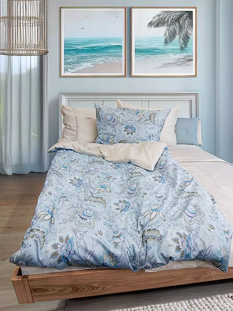 FLEURESSE | Satin Bettwäsche MIAMI 70x90cm/140x220cm Powder Blue | hellblau