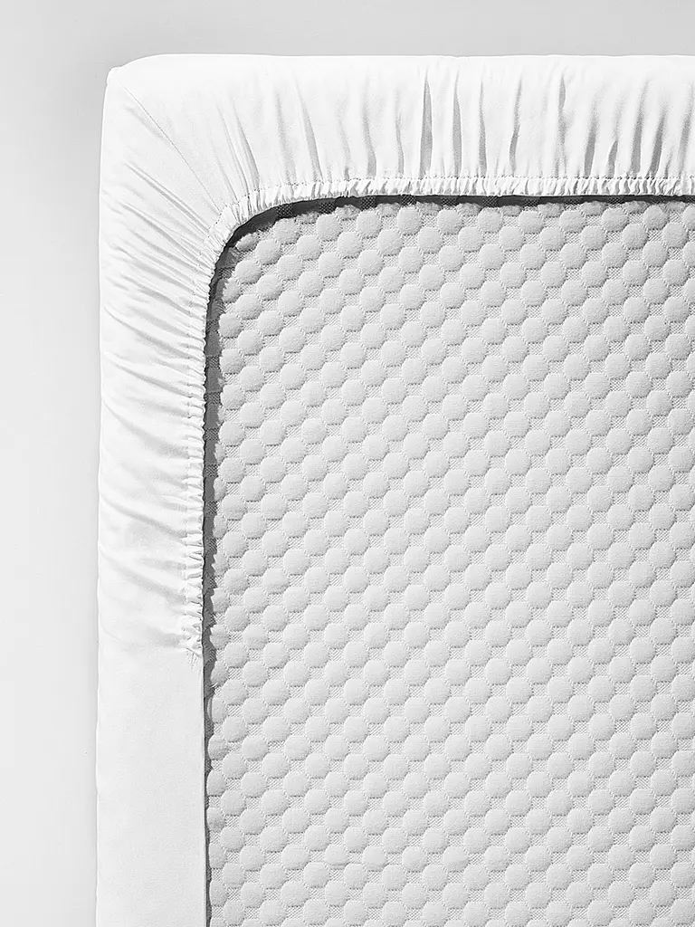 FLEURESSE | Satin Spannleintuch Royal Uni 180x200cm Weiss | hellblau