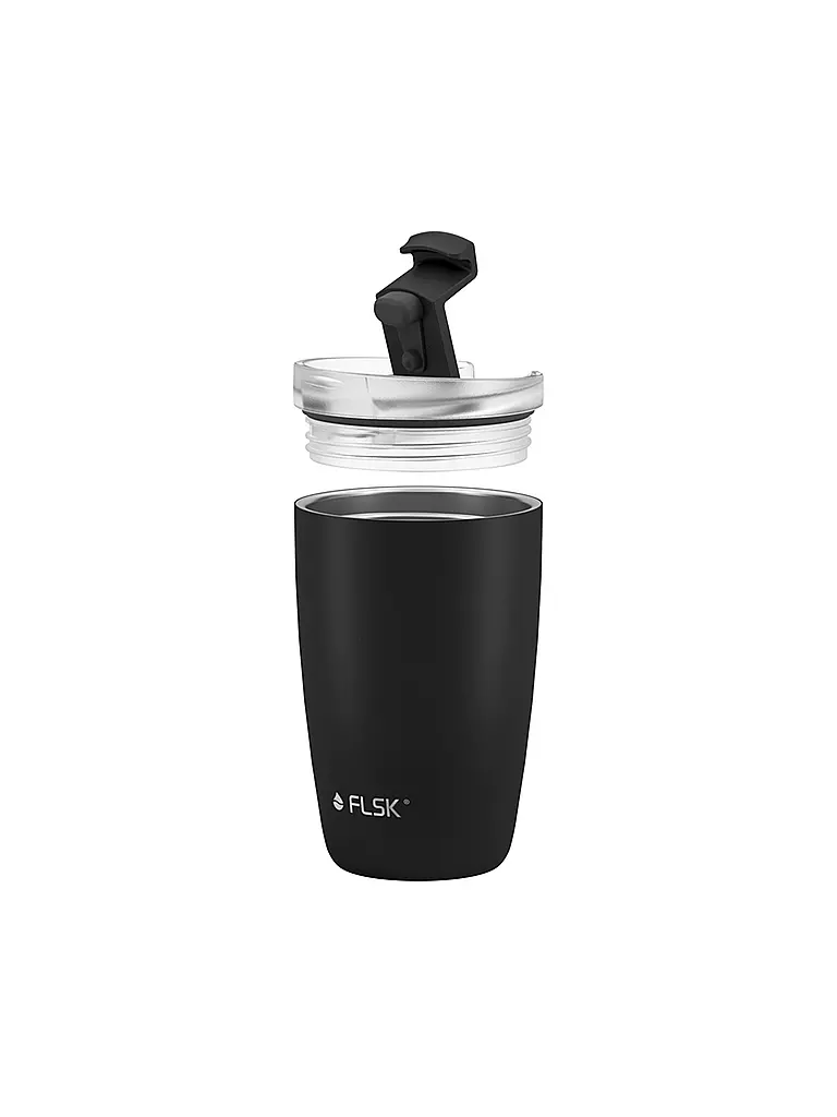 FLSK | Isolierbecher - Thermosbecher CUP Coffee to go-Becher 0,35l Edelstahl Black | schwarz