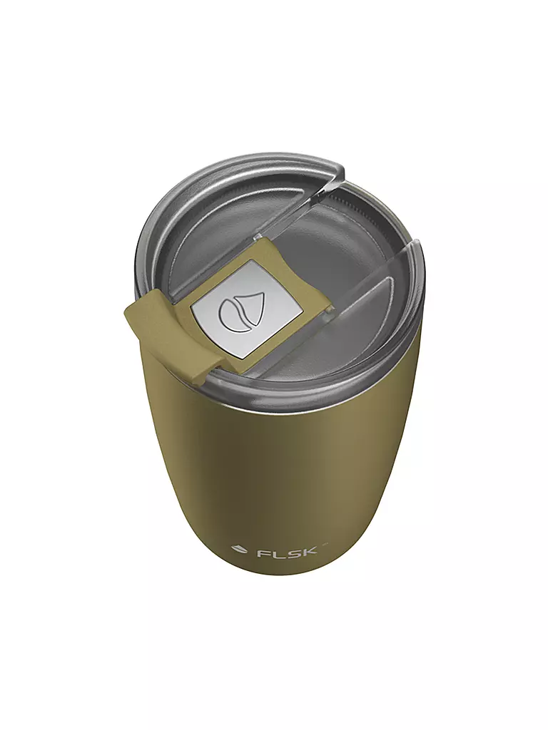 FLSK | Isolierbecher - Thermosbecher CUP Coffee to go-Becher 0,35l Edelstahl Khaki | olive