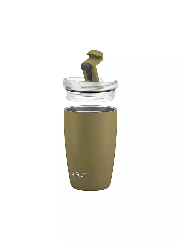 FLSK | Isolierbecher - Thermosbecher CUP Coffee to go-Becher 0,35l Edelstahl Khaki | olive