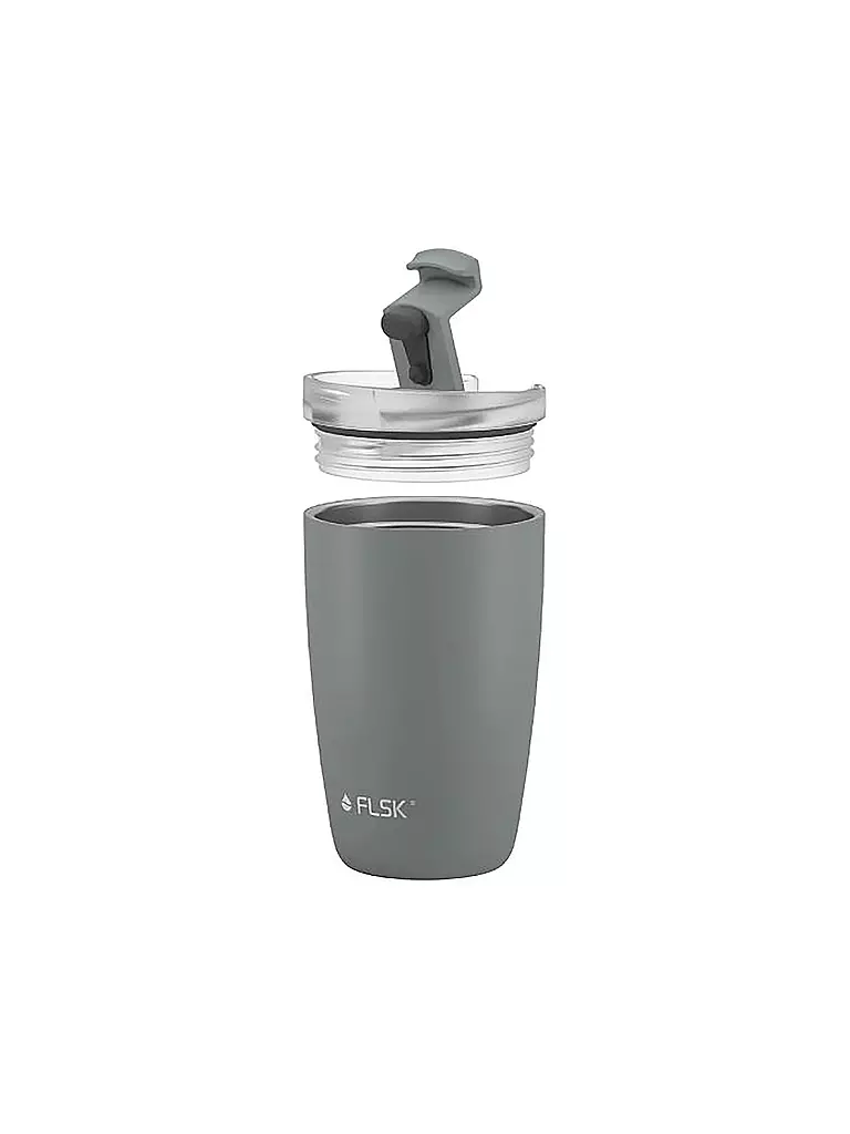 FLSK | Isolierbecher - Thermosbecher CUP Coffee to go-Becher 0,35l Edelstahl Stone | grau